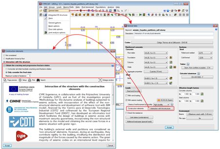 CYPECAD. Interaction of the structure with the construction elements. Automatic generation of intermediate states