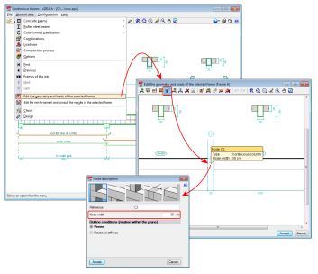 Continuous beams. Maximum node width