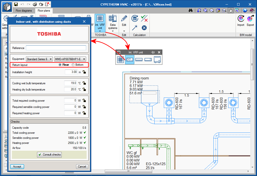 CYPETHERM HVAC. Connection of indoor VRF units with duct distribution. Air return