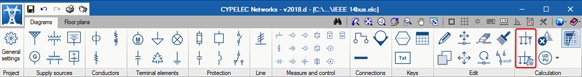 CYPELEC Networks. New icons to calculate load flows. Click to enlarge the image