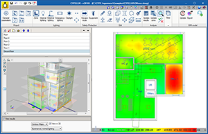CYPELUX, CYPELUX CTE, CYPELUX RECS, CYPELUX LEED and CYPELUX HQE. Contour map diagrams in the 3D view of the program
