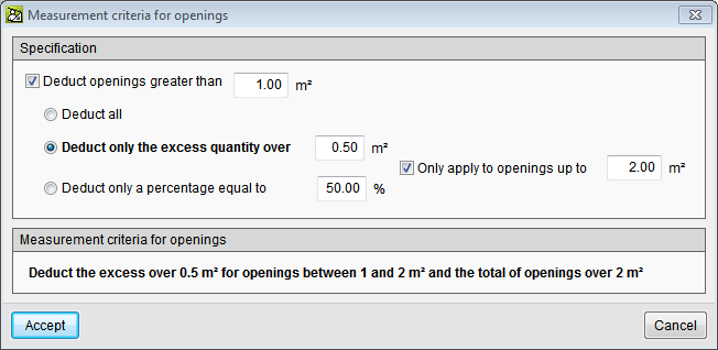 Arquimedes and Job control. Bill of quantities of Revit models. Measurement criteria for openings